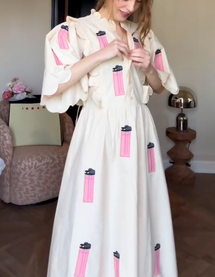 White Casual Print Dress