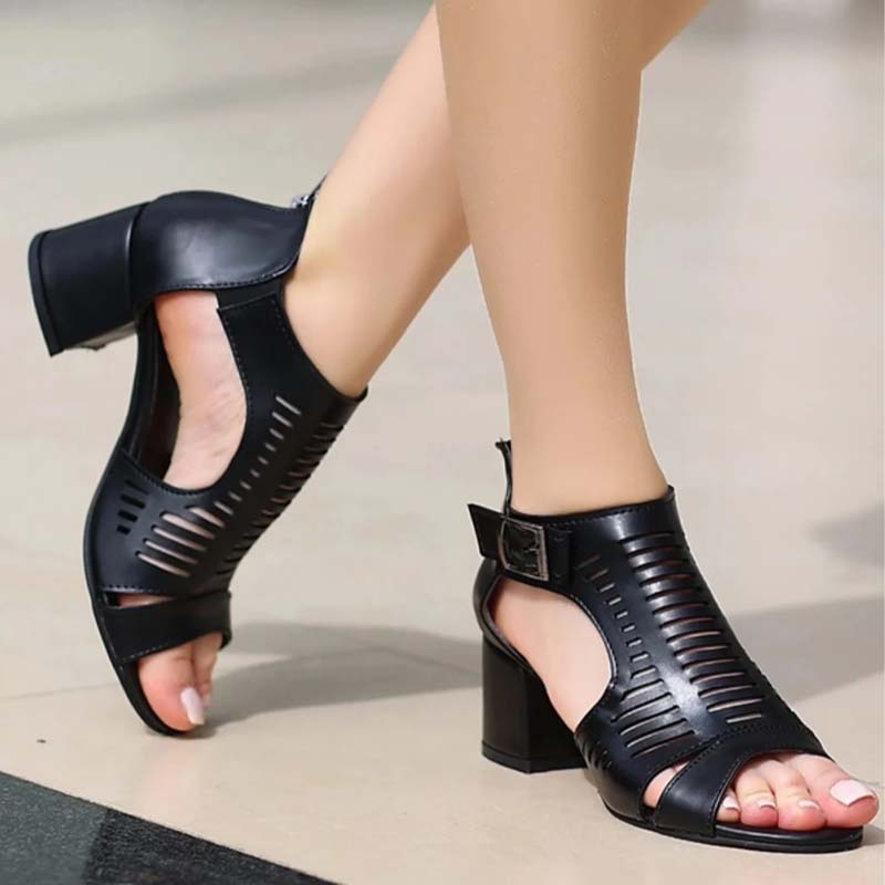 Comfy Leather Buckle Sandals
