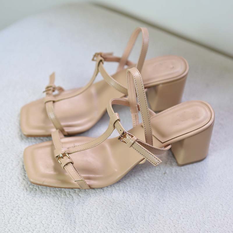 Buckle Thick-Heel Sandals