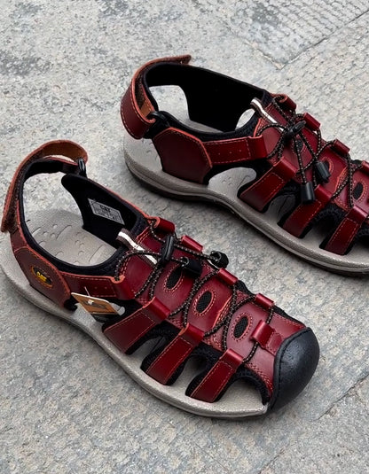 Burgundy Leather Soft Sandals