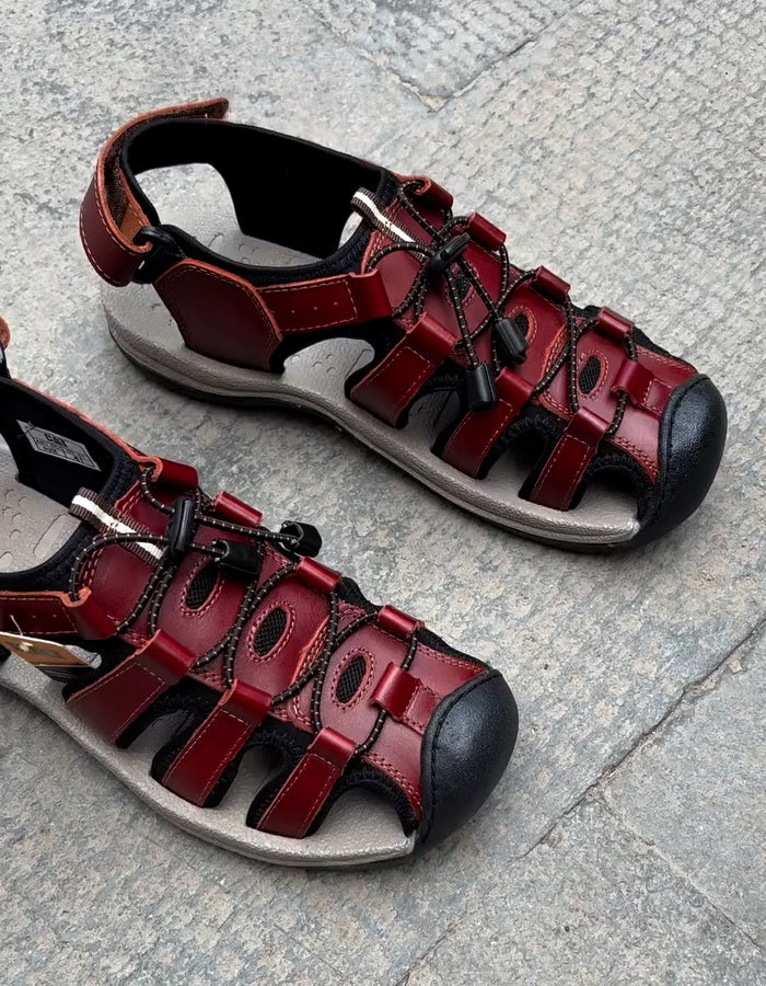 Burgundy Leather Soft Sandals