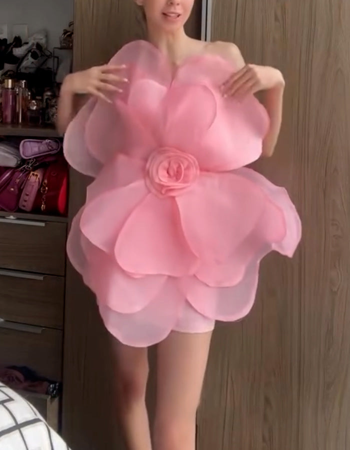 Pink 3D Flower Dress