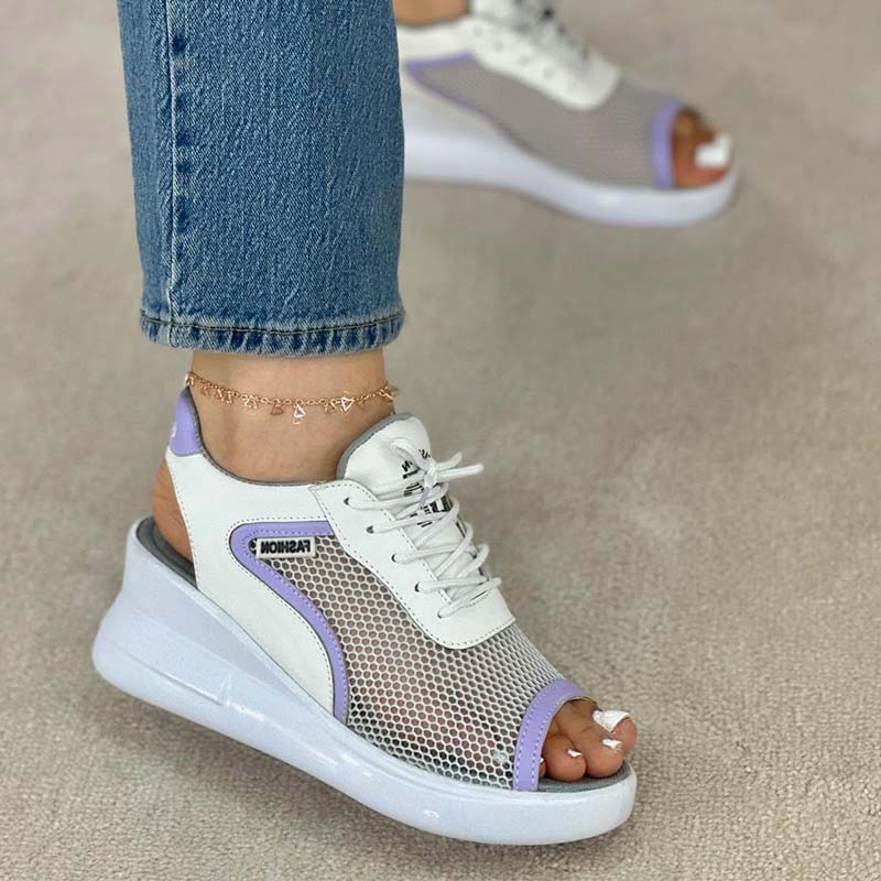 Mesh Wedge Sandals