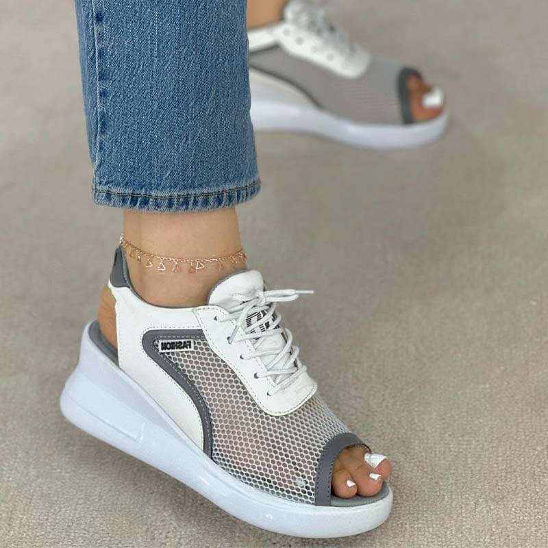 Mesh Wedge Sandals