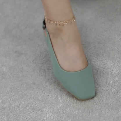 Soft Leather Buckle Shoes