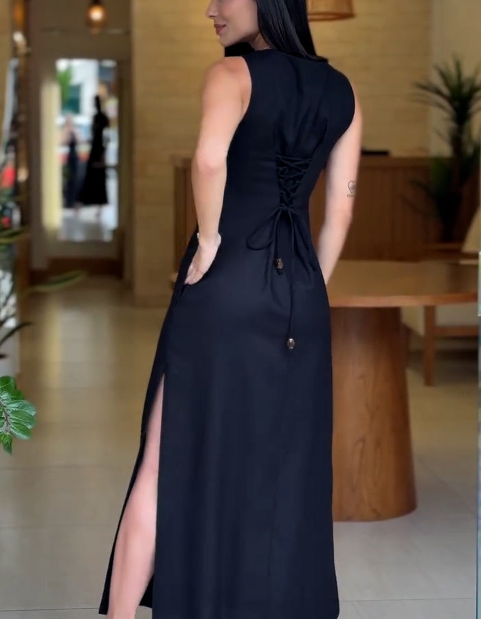 Casual Lace-Up Dress