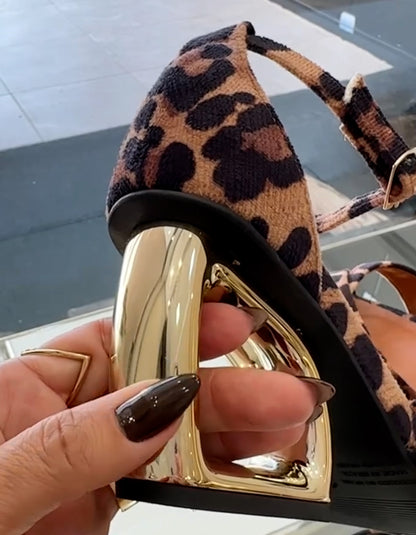 Leopard High-Heel Sandals