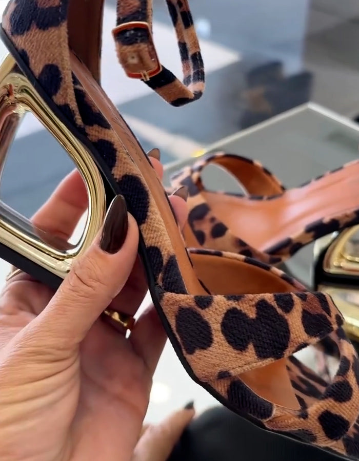 Leopard High-Heel Sandals