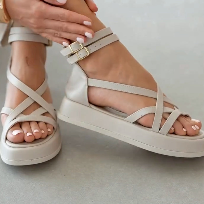 Platform Double Buckles Sandals