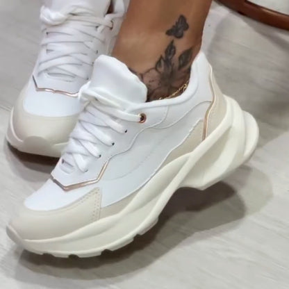 White Leather Chunky Sneakers