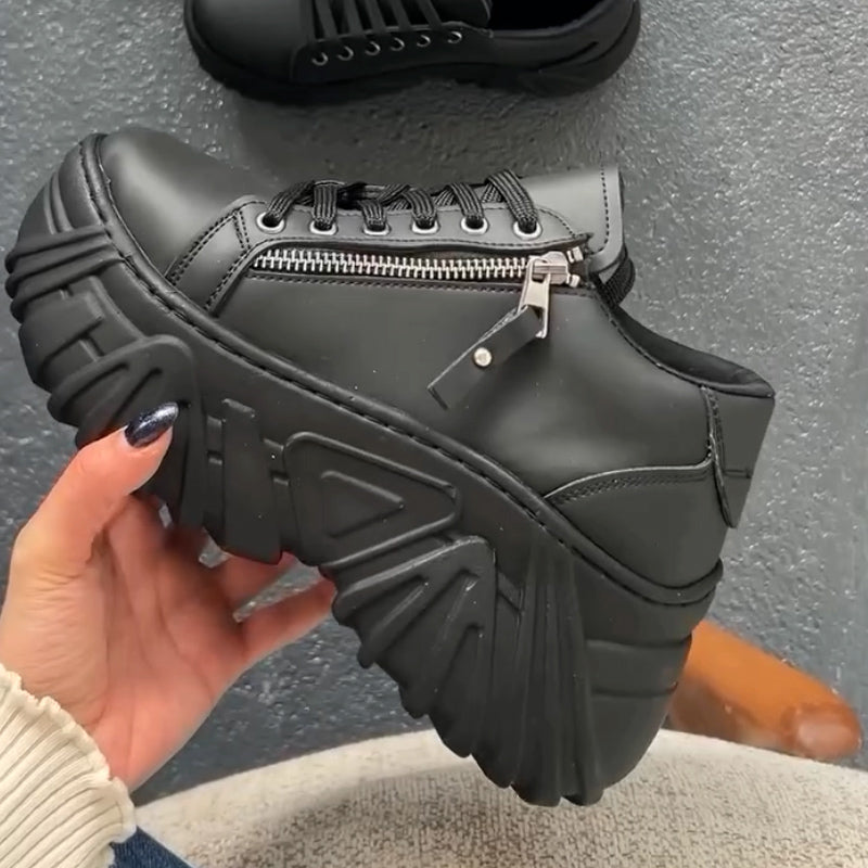 Zipper Thick-Sole Sneakers