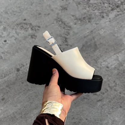White Wedge Chunky Sandals
