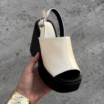 White Wedge Chunky Sandals