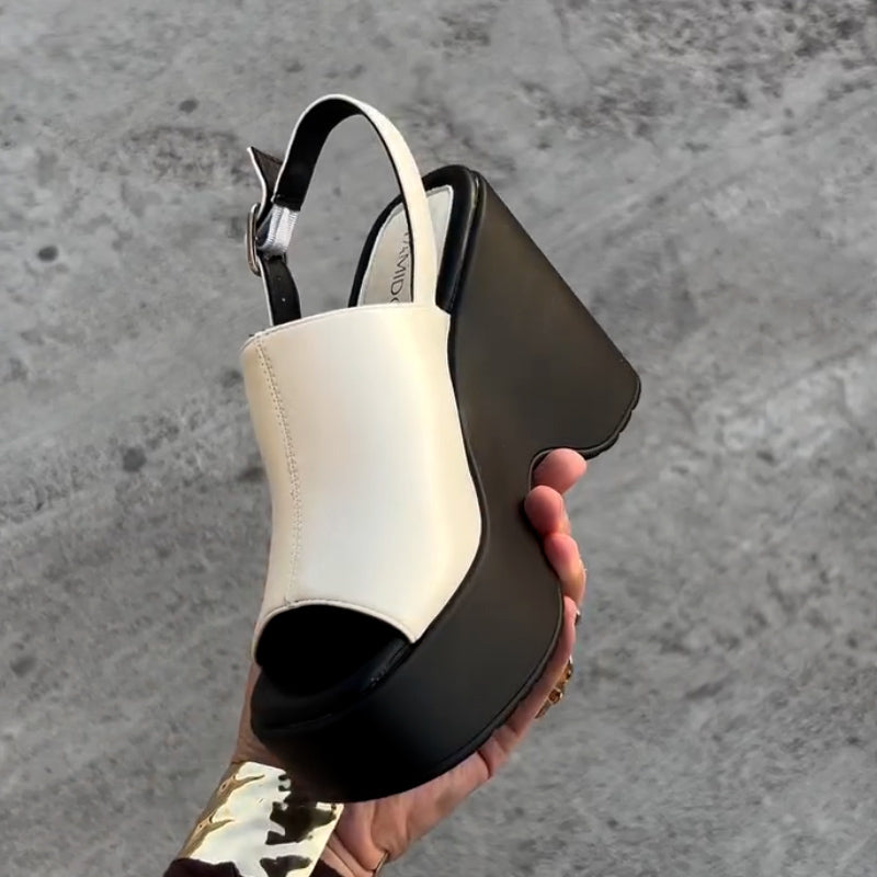 White Wedge Chunky Sandals