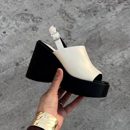 White Wedge Chunky Sandals