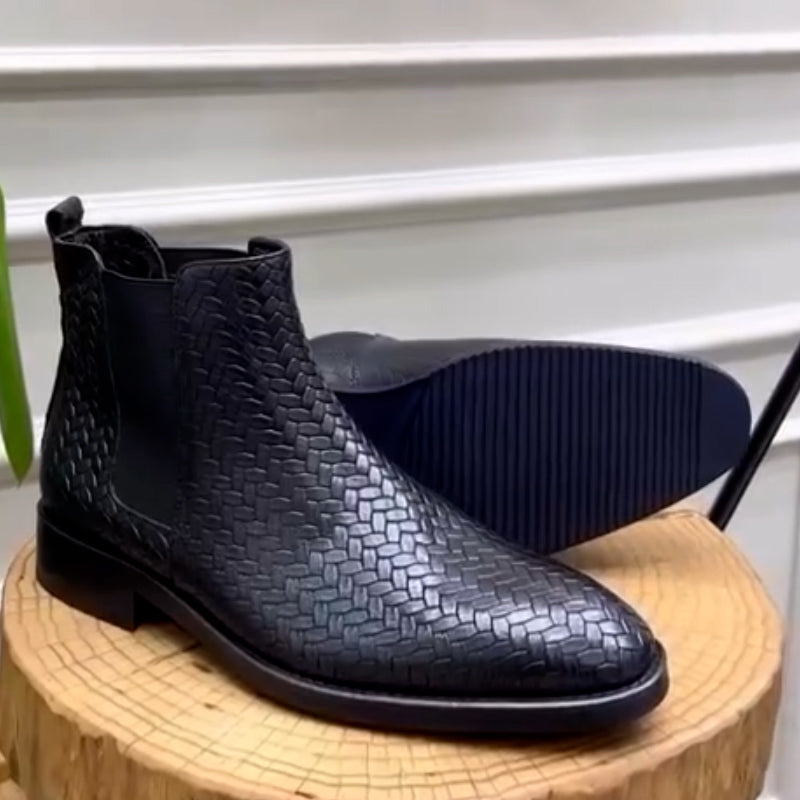 Black Leather Short Boots