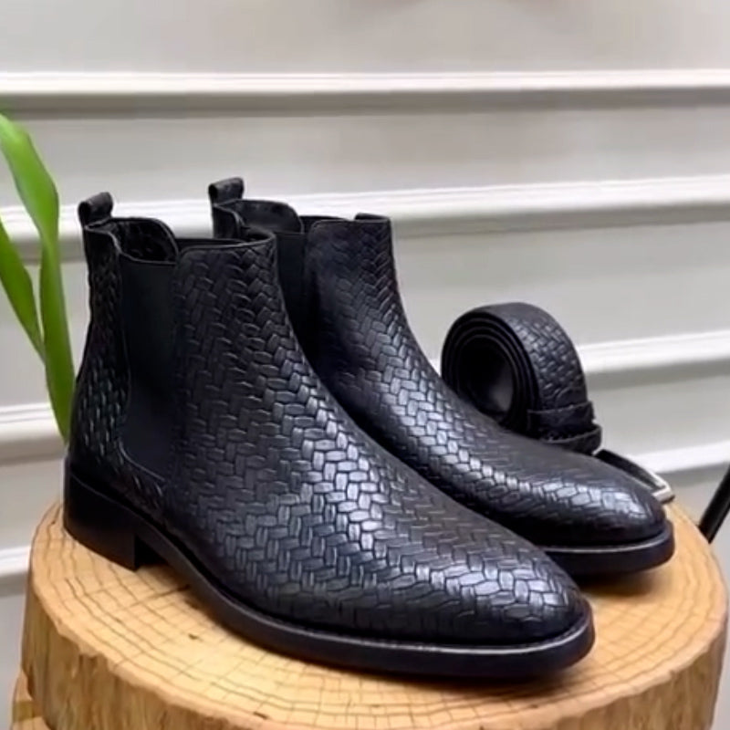 Black Leather Short Boots