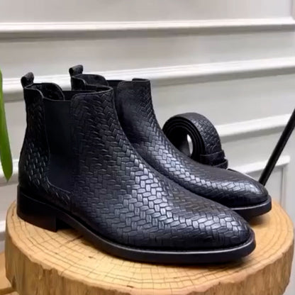 Black Leather Short Boots