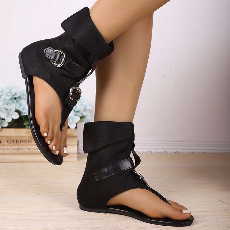 Roman Clip-Toes Buckle Boots