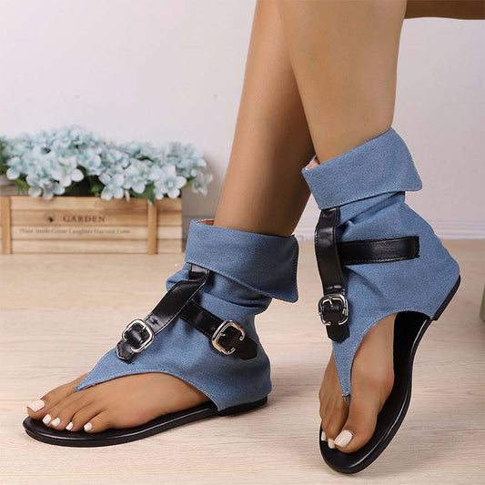 Roman Clip-Toes Buckle Boots