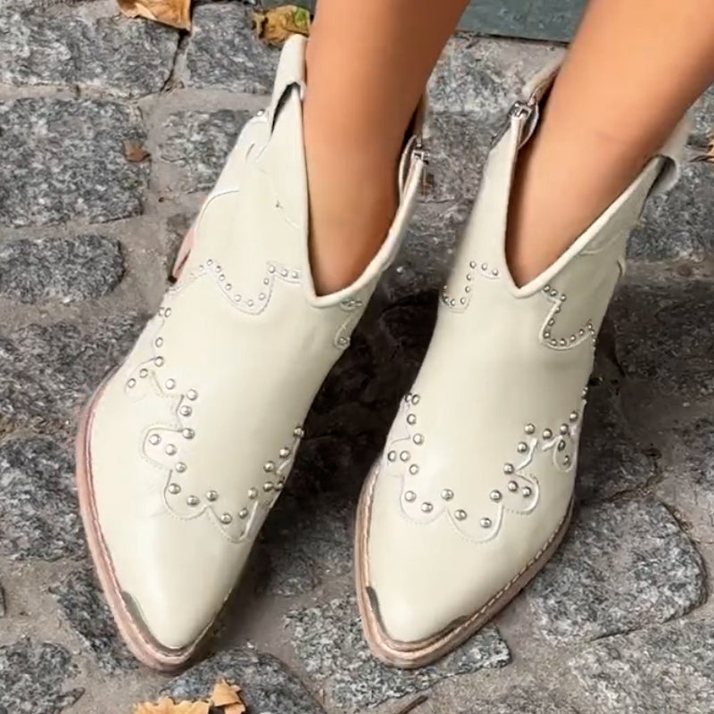 Embroidered Casual Short Boots