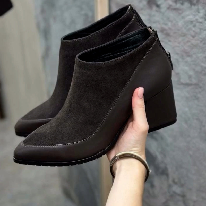 Brown Side Zipper Shoes