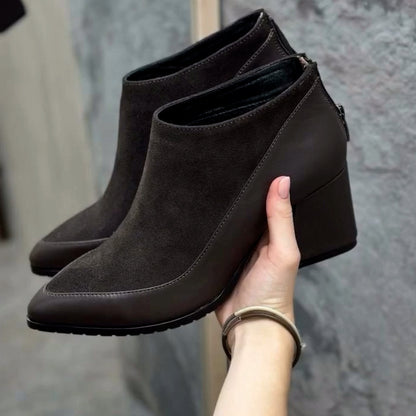 Brown Side Zipper Shoes