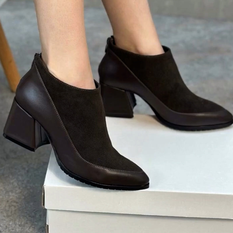 Brown Side Zipper Shoes