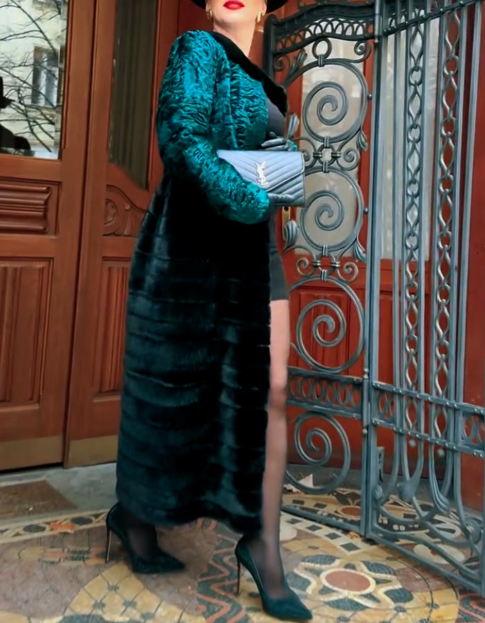 Green-Black Soft Long Coat