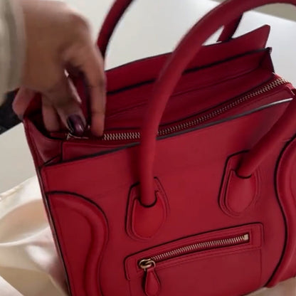 Red Square Leather Bag