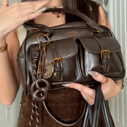 Brown-Black Leather Bag