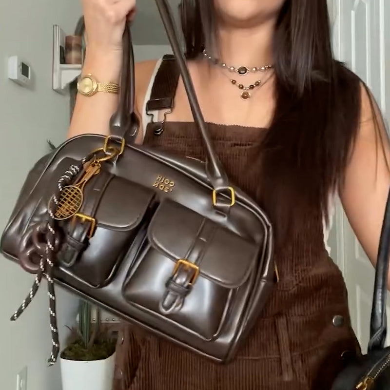 Brown-Black Leather Bag
