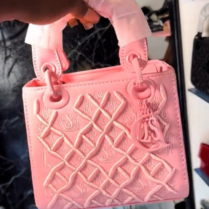 Pink Square Leather Bag