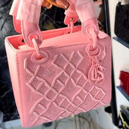 Pink Square Leather Bag