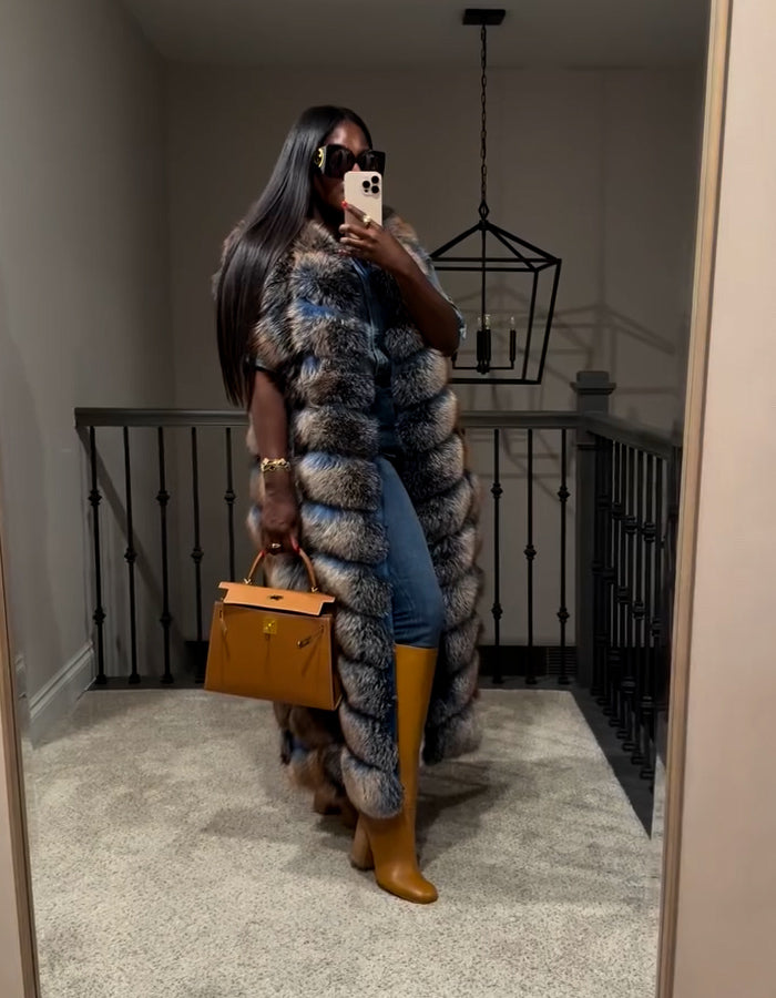 Blue Sleeveless Long Coat