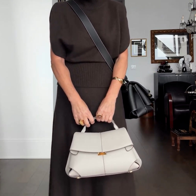 Solid-Color Leather Bag