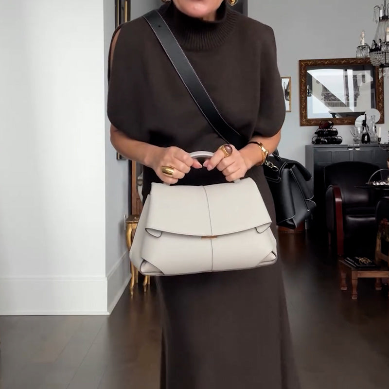 Solid-Color Leather Bag