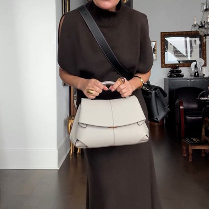 Solid-Color Leather Bag