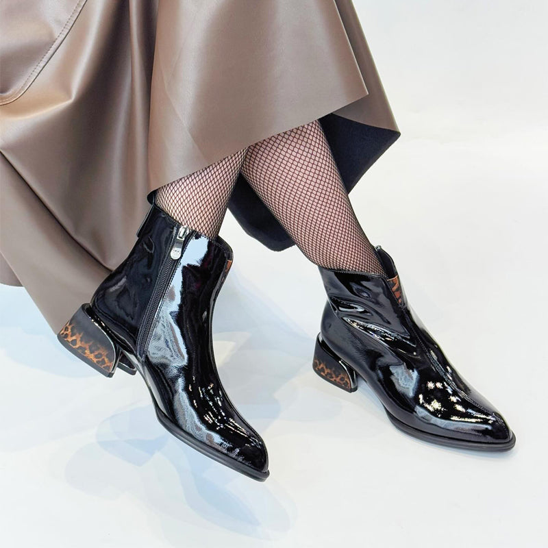 Leather Point-Toe Ankle Boots