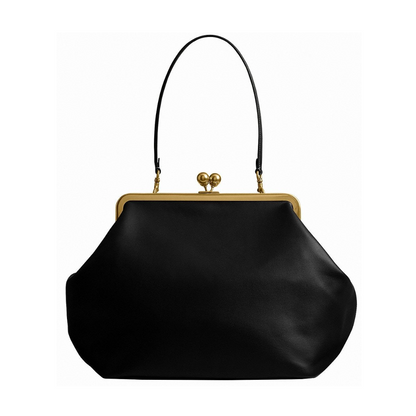 Rugged Leather Large Classic Kisslock Frame Bag