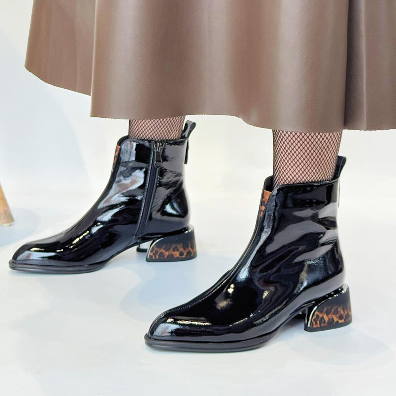 Leather Point-Toe Ankle Boots