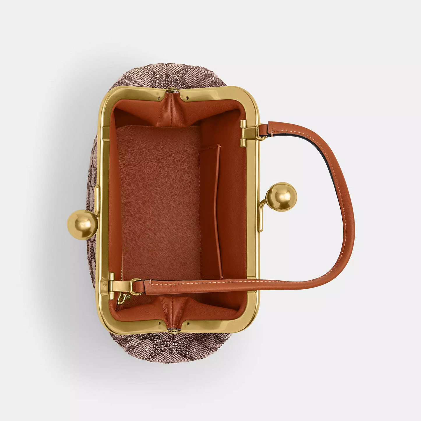 Frame Crystal Jacquard Shoulder Clutch Bag