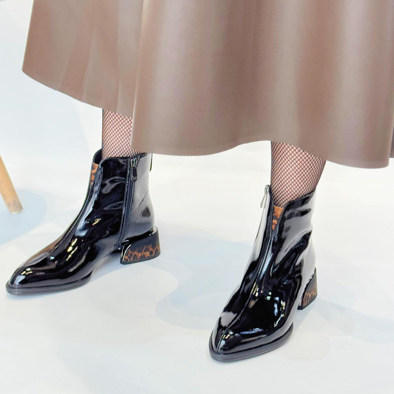 Leather Point-Toe Ankle Boots