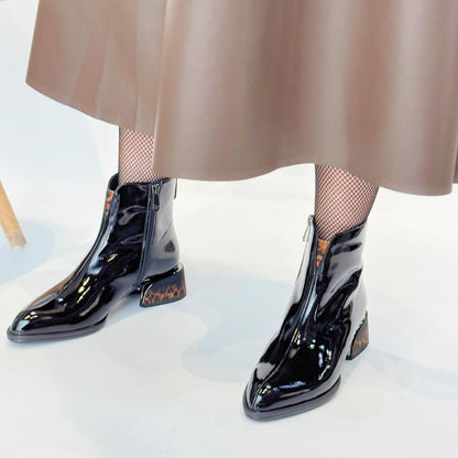 Leather Point-Toe Ankle Boots