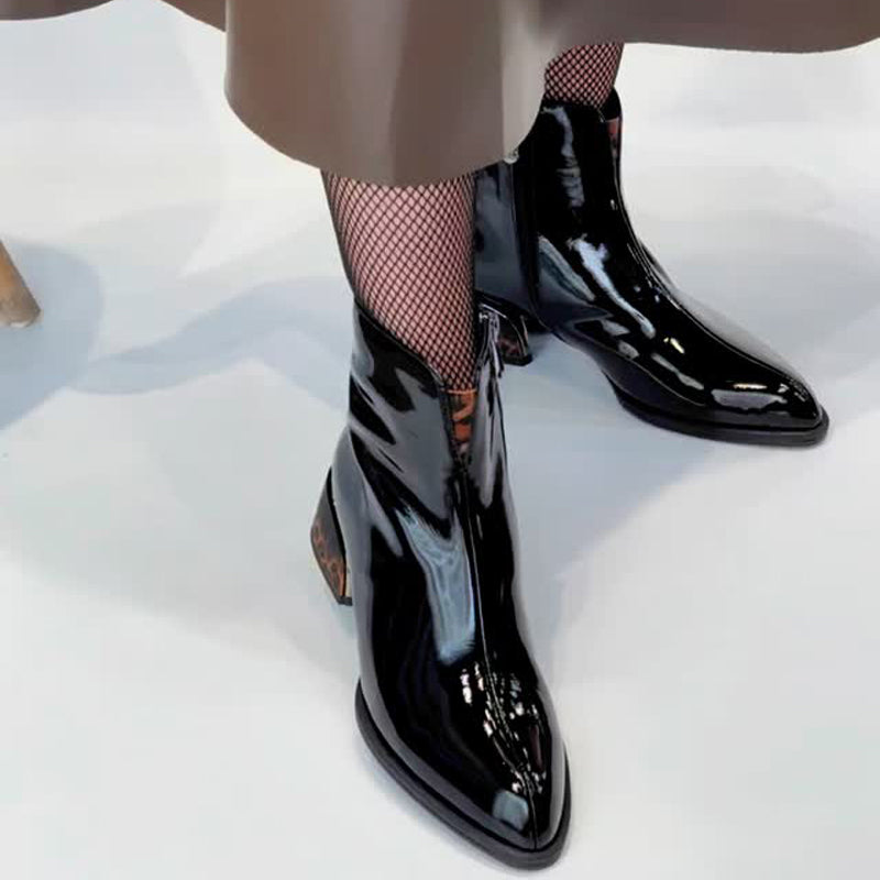 Leather Point-Toe Ankle Boots