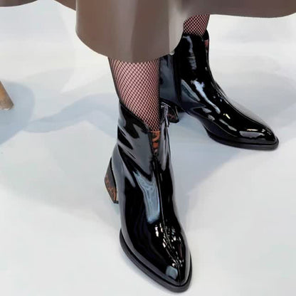 Leather Point-Toe Ankle Boots