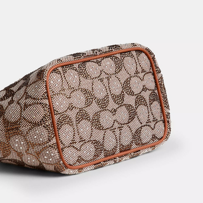 Frame Crystal Jacquard Shoulder Clutch Bag