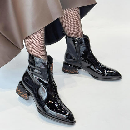 Leather Point-Toe Ankle Boots