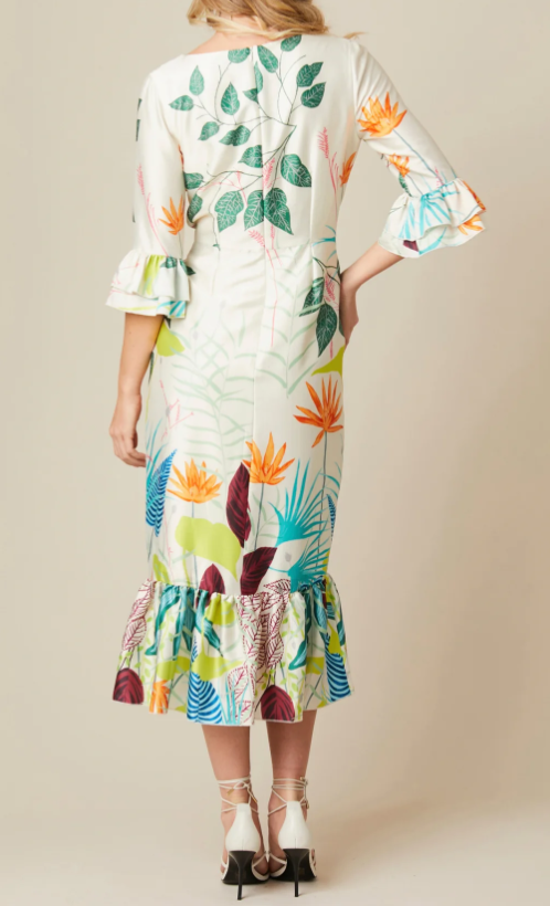 Elegant Printed Ruffle Dress