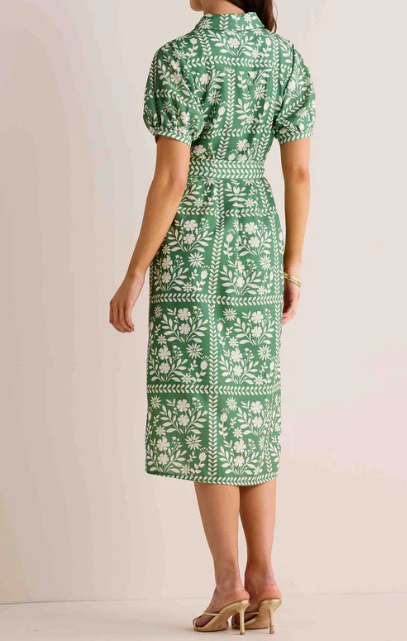 Spring Floral Midi Shirt Dress